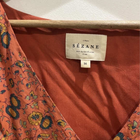 RARE Sezane Midi Floral Silk Sollie Dress - Picture 5 of 9